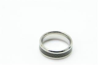 MENS STAINLESS STEEL CARBON FIBER RING WEDDING BAND WITH DIAMOND UNBRANDED SIZE